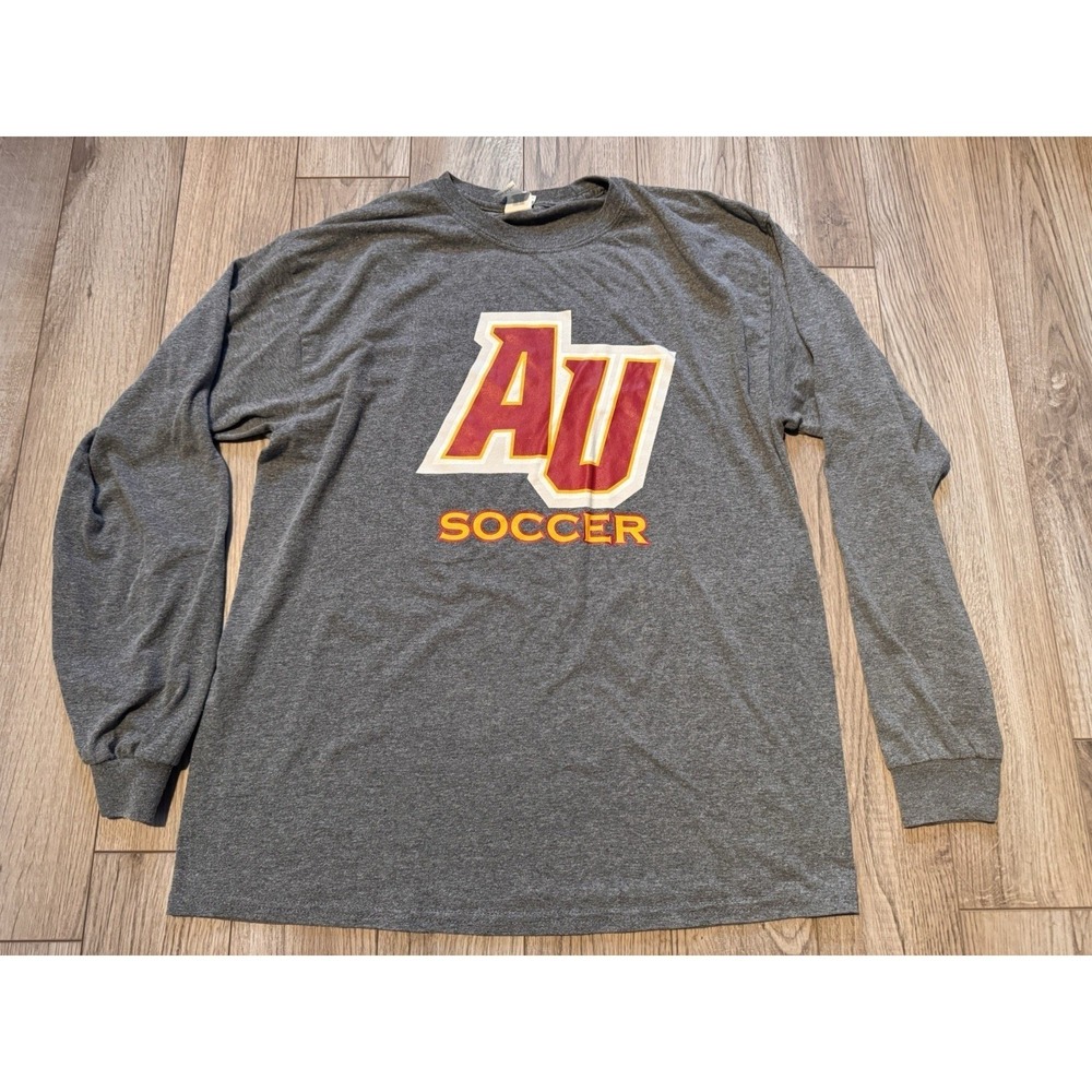 Gildan AU Soccer Long Sleeve Shirt Gray Motivational Quote Mens Large L‎